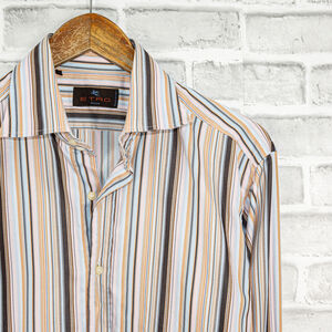 ETRO Milano Multi-color Stripe dress Shirt Made in Italy Men's 41